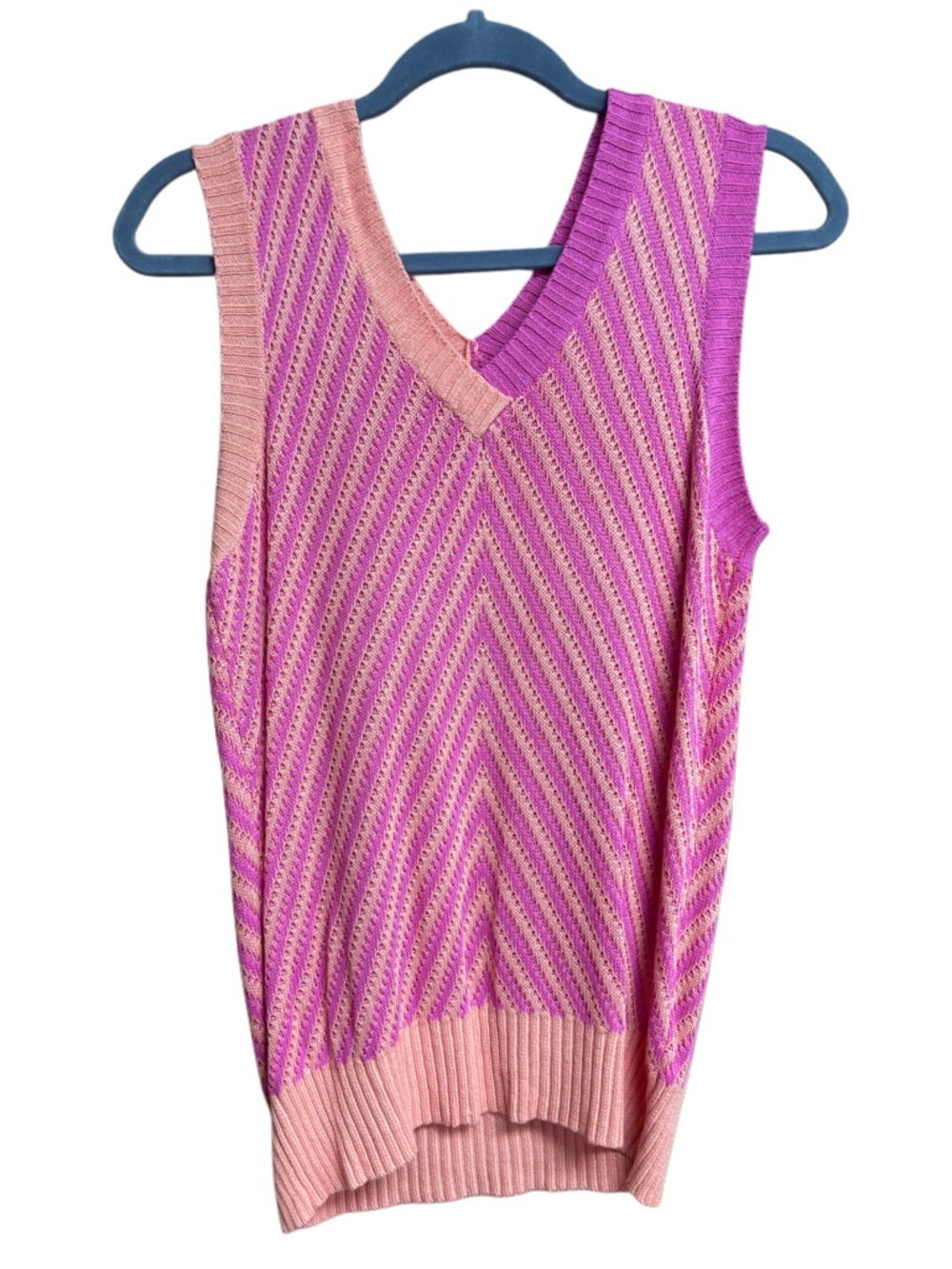 Pink & Peach Chevron Knit V-Neck Sweater Vest